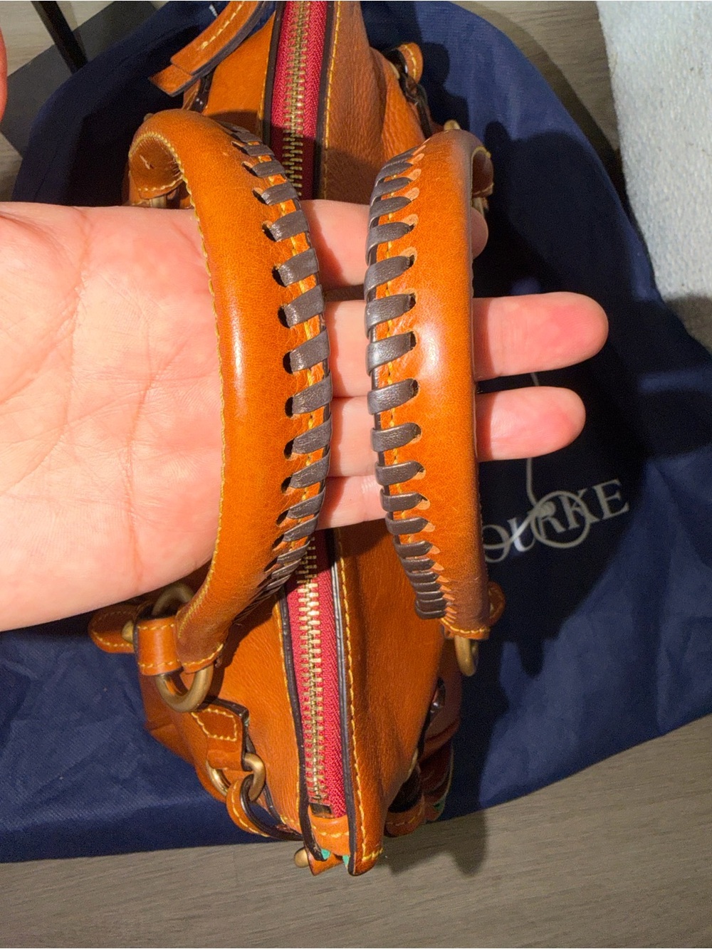 Dooney & Bourke Florentine Tan Leather Satchel Handbag - Picture 5 of 14